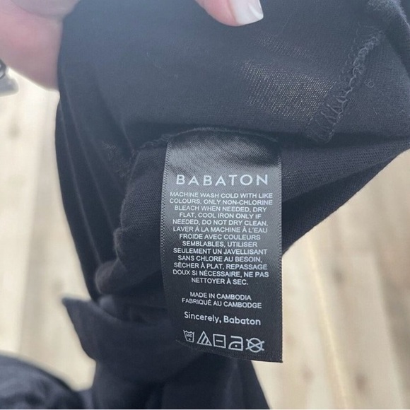 Babaton Artizia Dress Small Shoulder Pad Black T-Shirt Style Crew Neck Casual - Picture 3 of 5